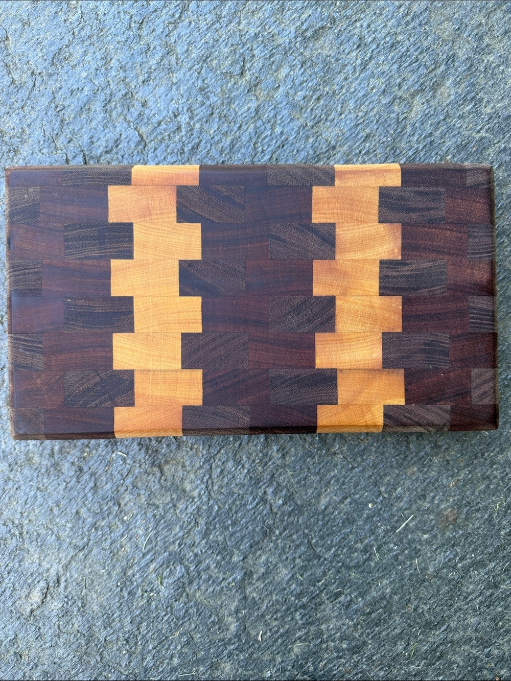 Handmade End Grain Wooden Cutting Board - Two-Tone Chess Pattern